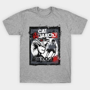 CAT ANARCHY - BLACK WHITE & RED T-Shirt